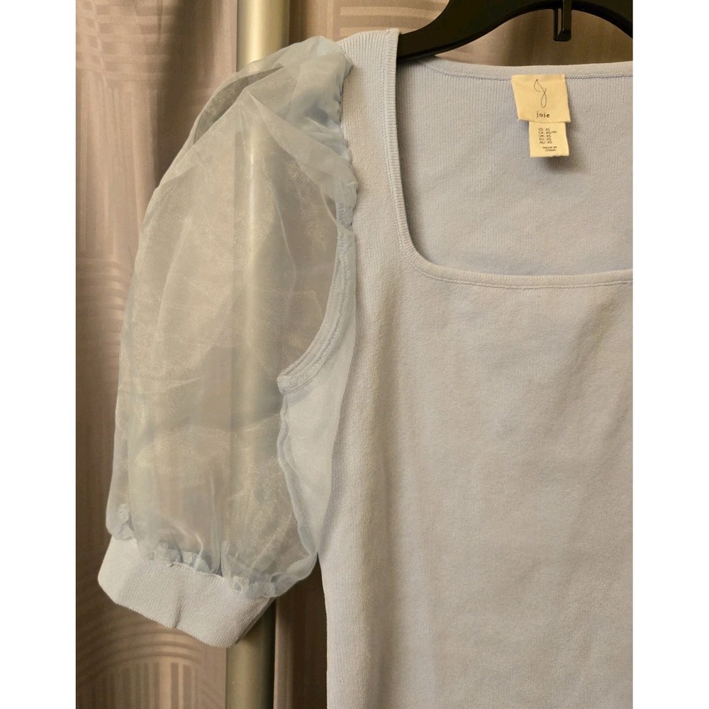 Joie Light Blue Sheer Puff Sleeves Womens Tunic Blouse X-Small Fairy Whimsical - Picture 3 of 5